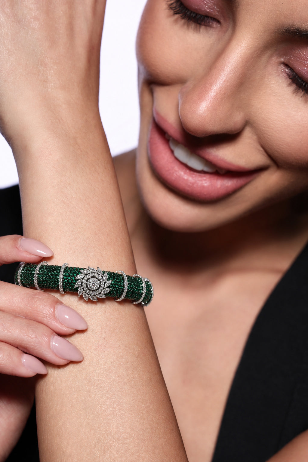 Emerald Noir Crystal Bangle