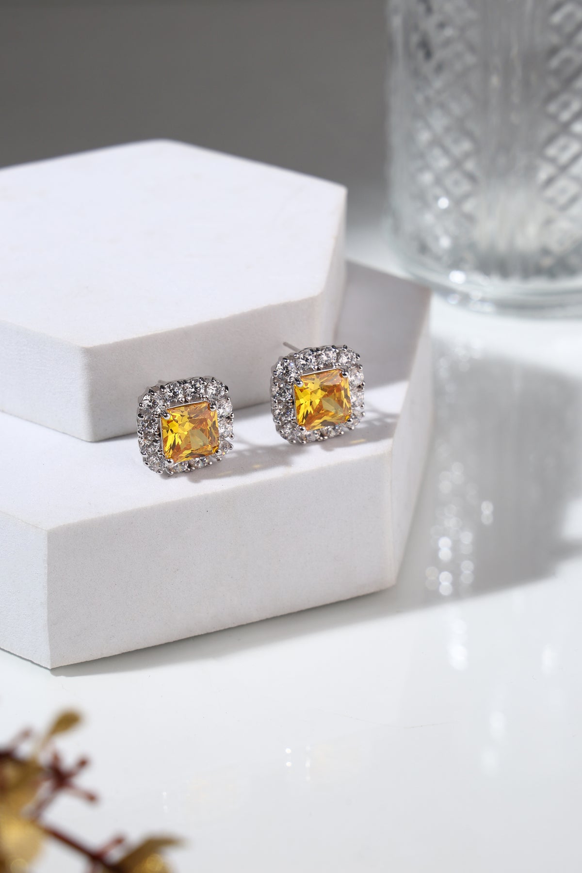 Aurora Citrine Crystal Stud Earrings