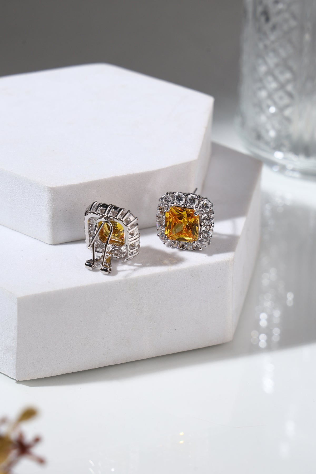 Aurora Citrine Crystal Stud Earrings