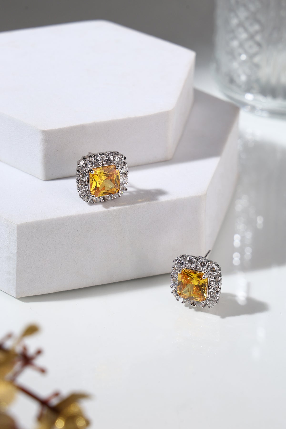 Aurora Citrine Crystal Stud Earrings