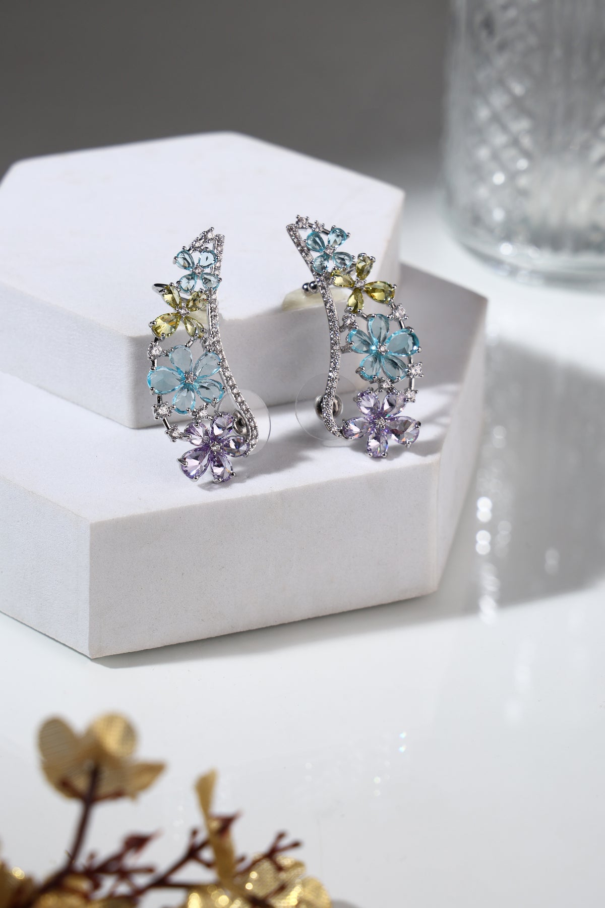 Iris Pastel Floral Ear Crawlers