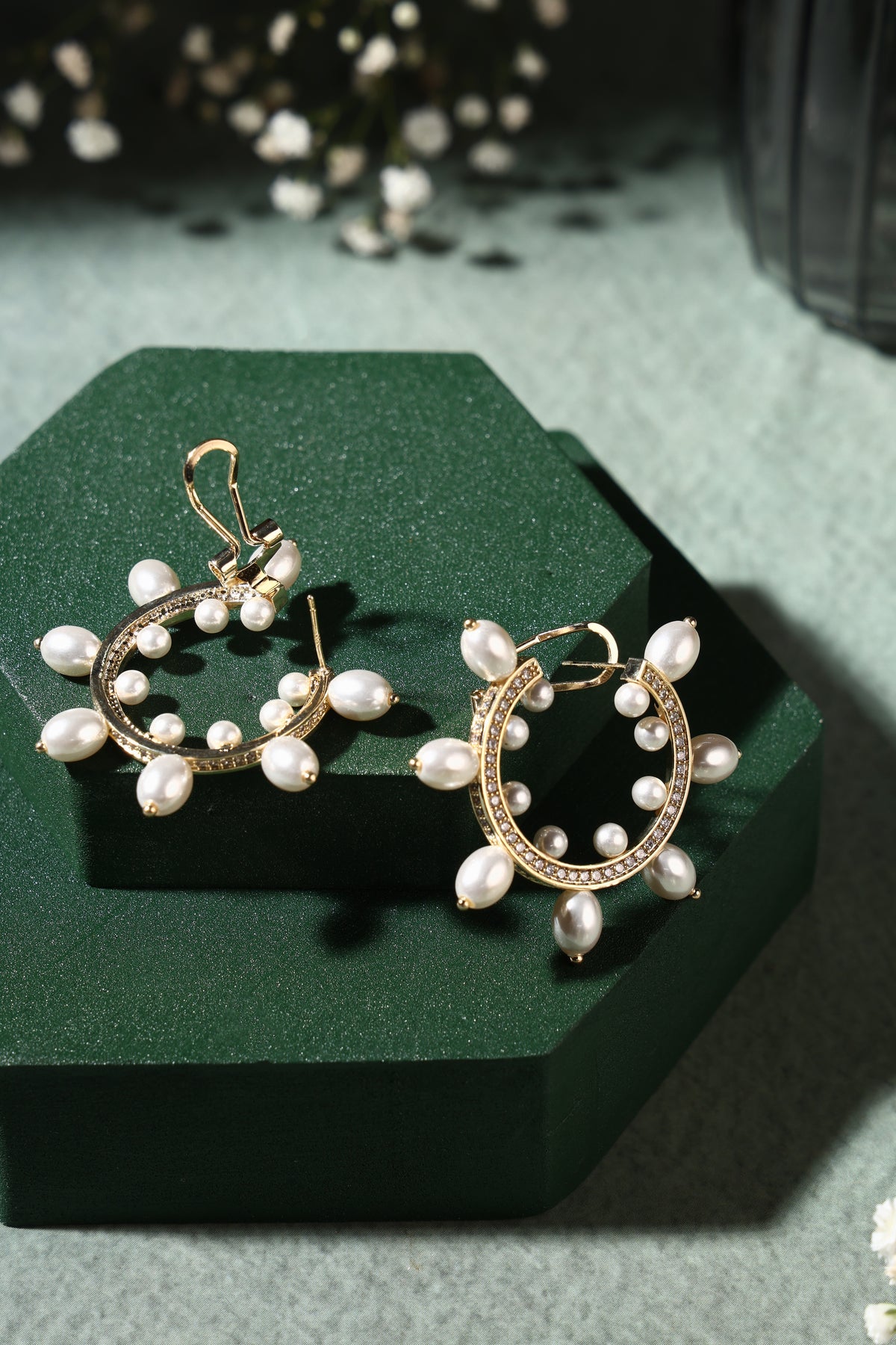 Elaria Pearl Sunburst Earrings