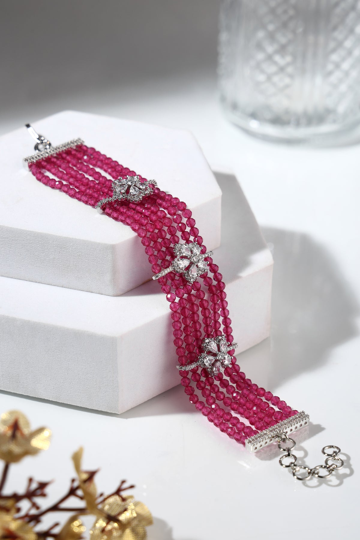 Rosabella Pink Crystal Cascade Bracelet