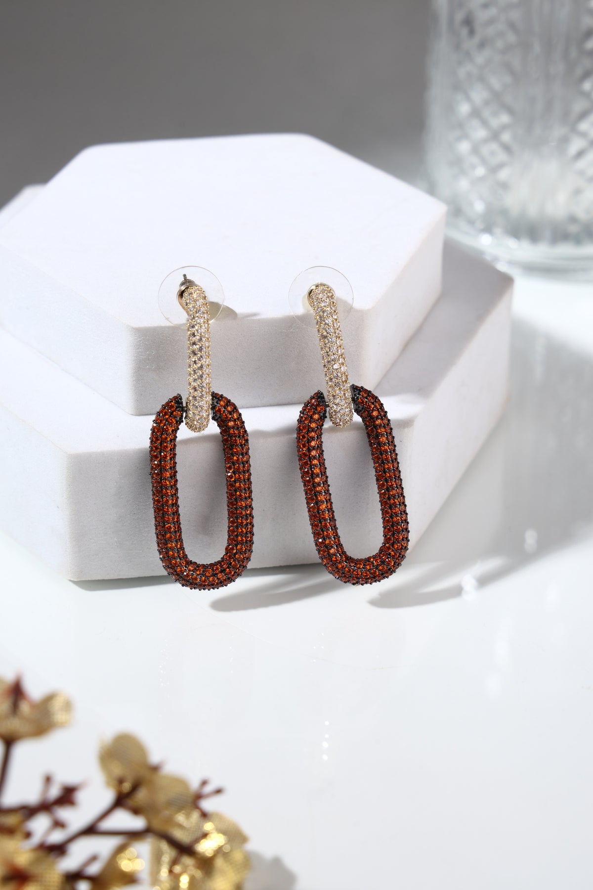 Aurelia Ember Crystal Drop Earrings