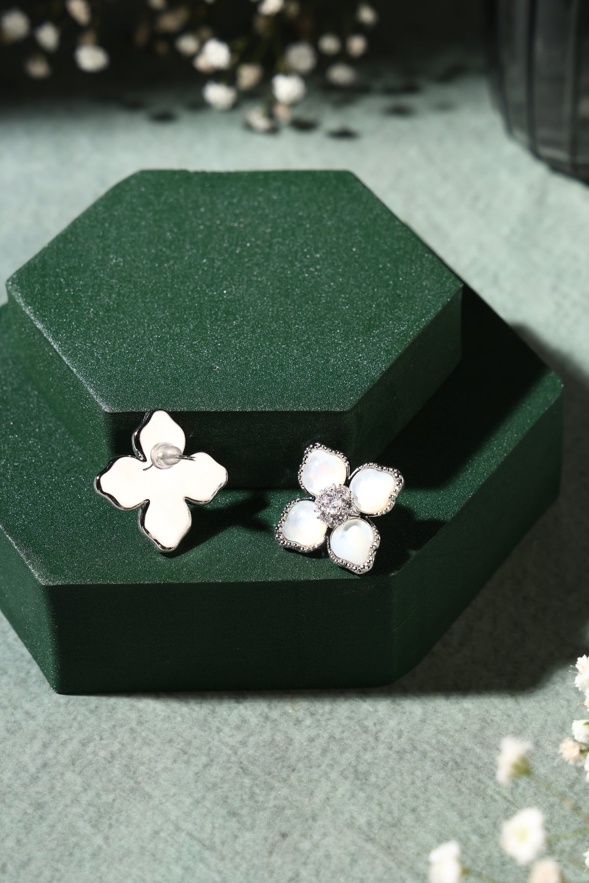 Pearl Blossom Crystal Stud Earrings
