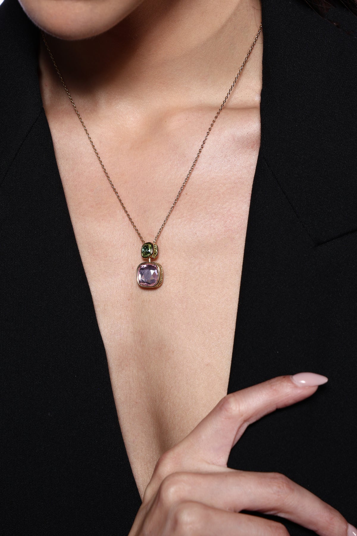 Serena Dual-Tone Gemstone Pendant Necklace