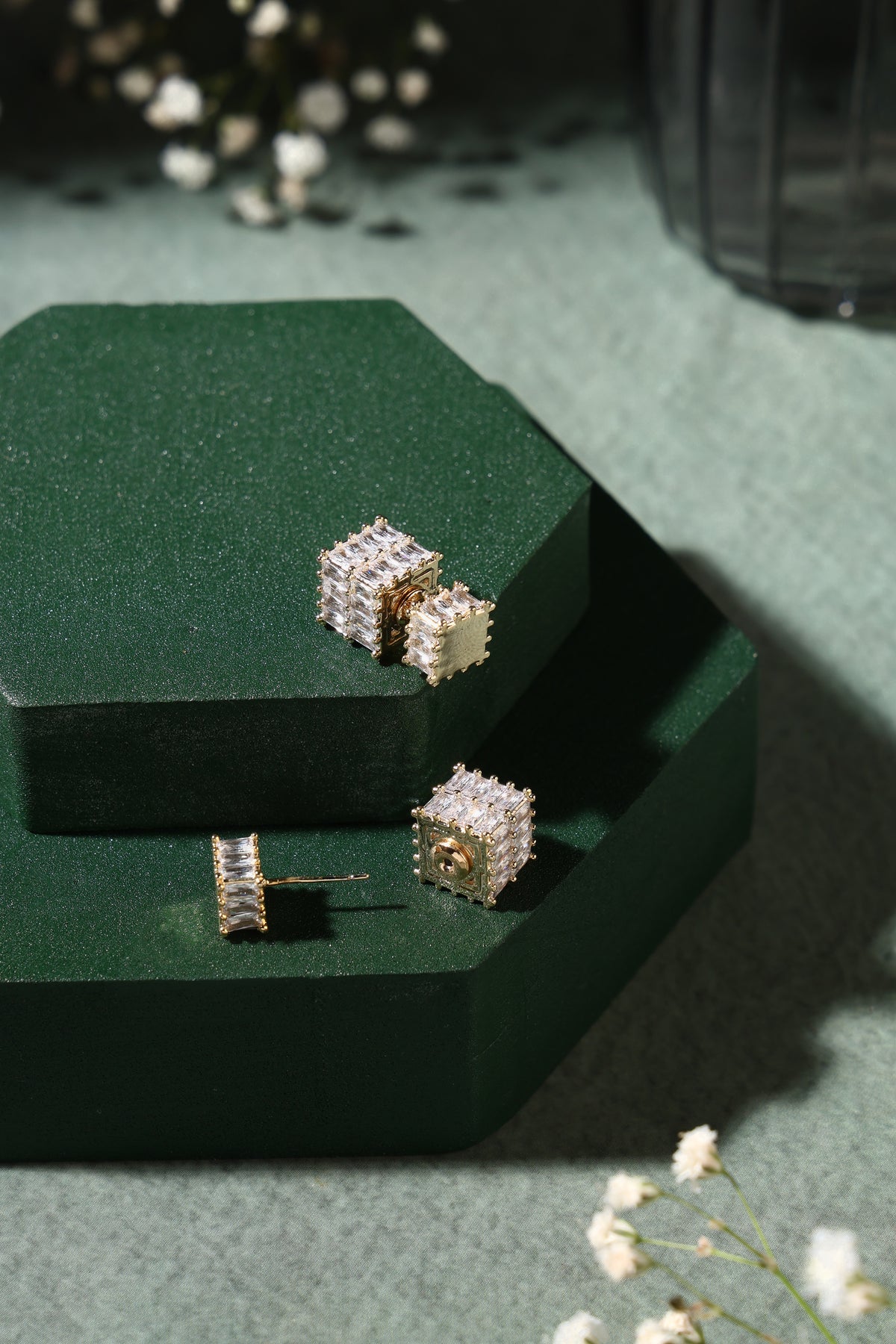 Verona Geometric Cube Jacket Earrings