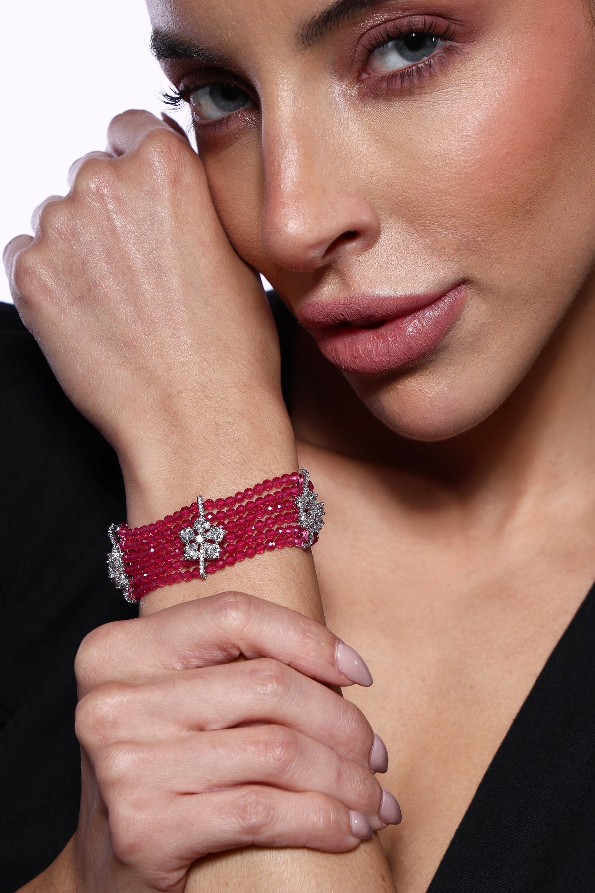 Rosabella Pink Crystal Cascade Bracelet