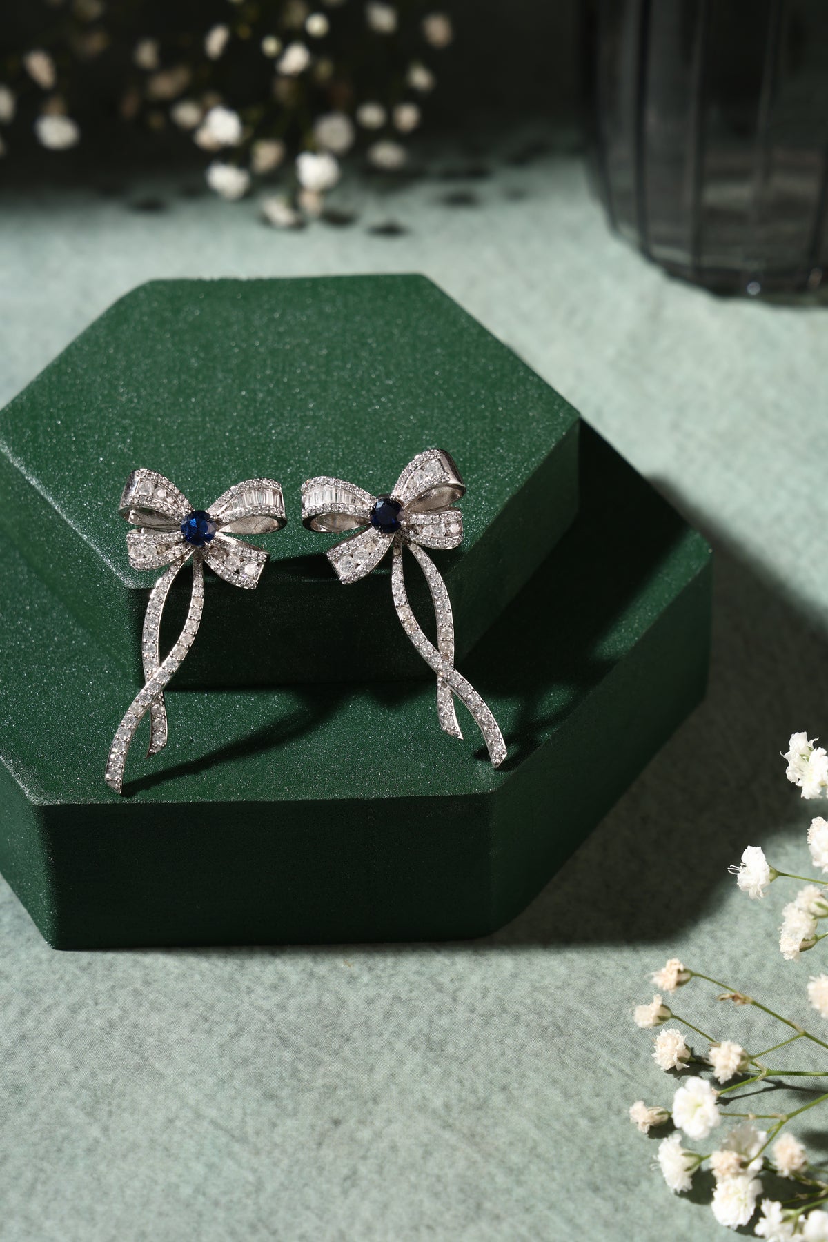 Seraphine Sapphire Bow Drop Earrings