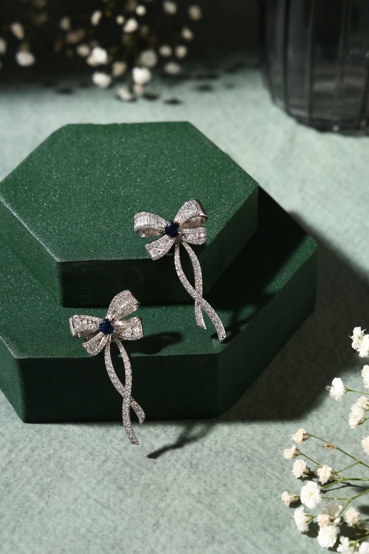 Seraphine Sapphire Bow Drop Earrings
