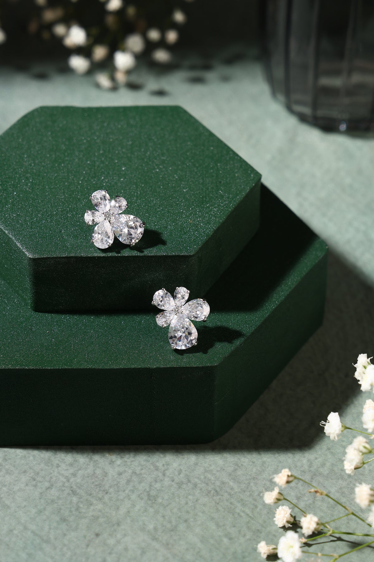 Celestia Floral Crystal Stud Earrings