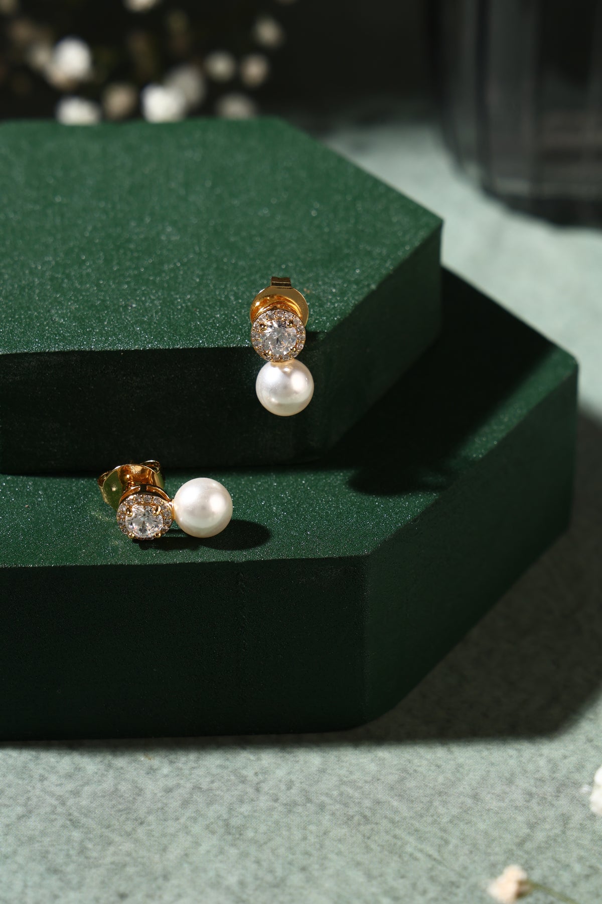 Elara Pearl Crystal Drop Earrings