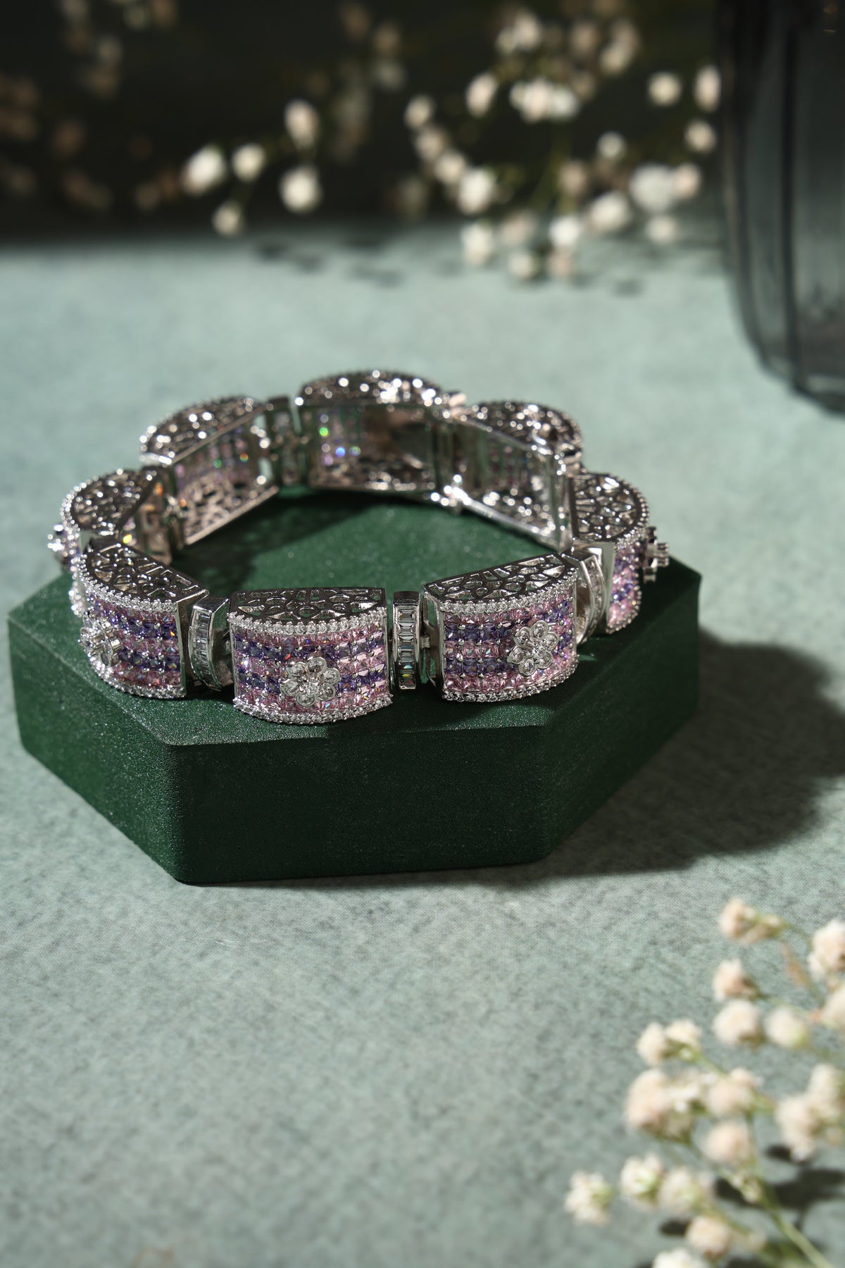 Amethyst Cascade Crystal Bracelet