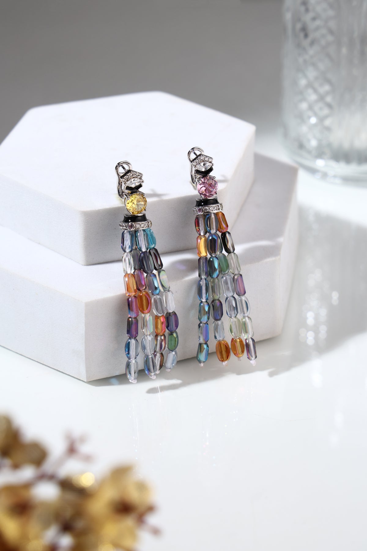 Elara Multicolour Crystal Cascade Earrings