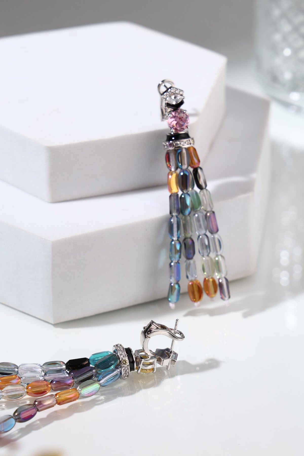 Elara Multicolour Crystal Cascade Earrings