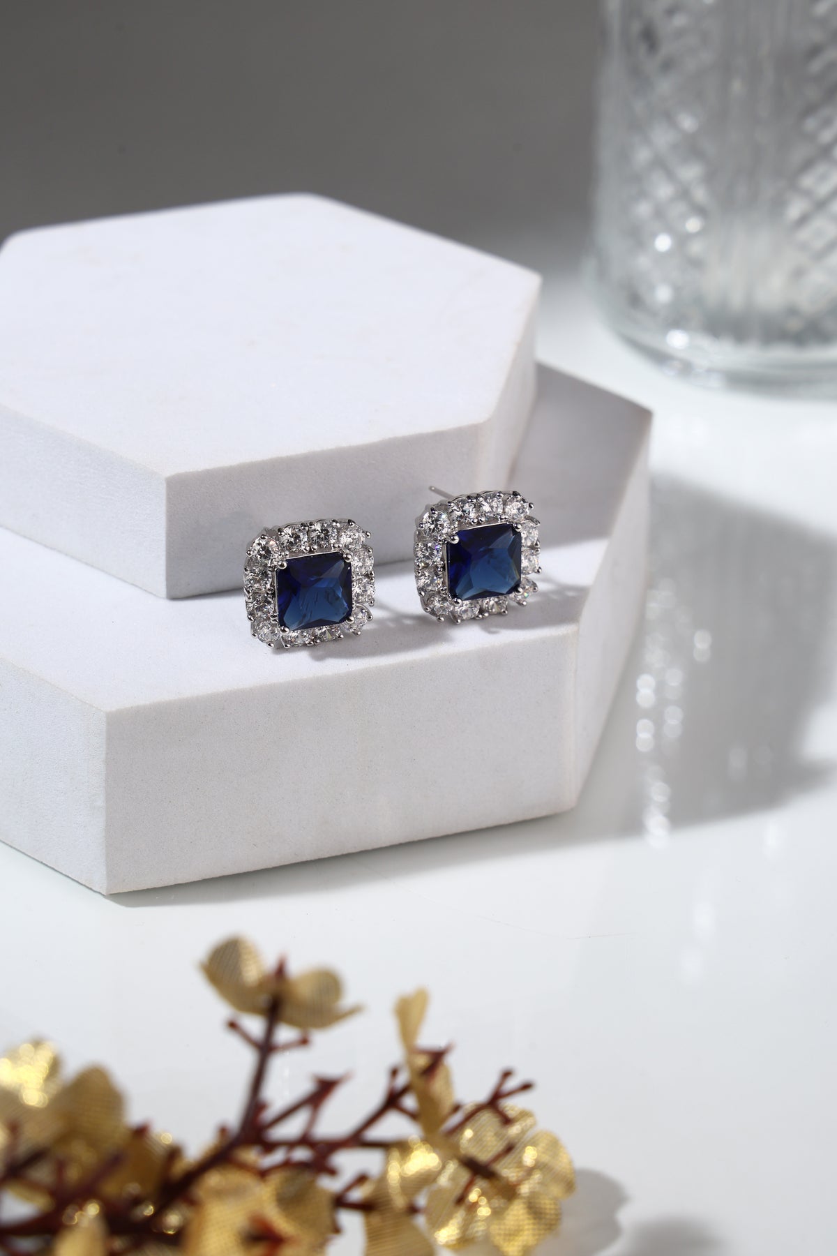 Midnight Sapphire Crystal Stud Earrings