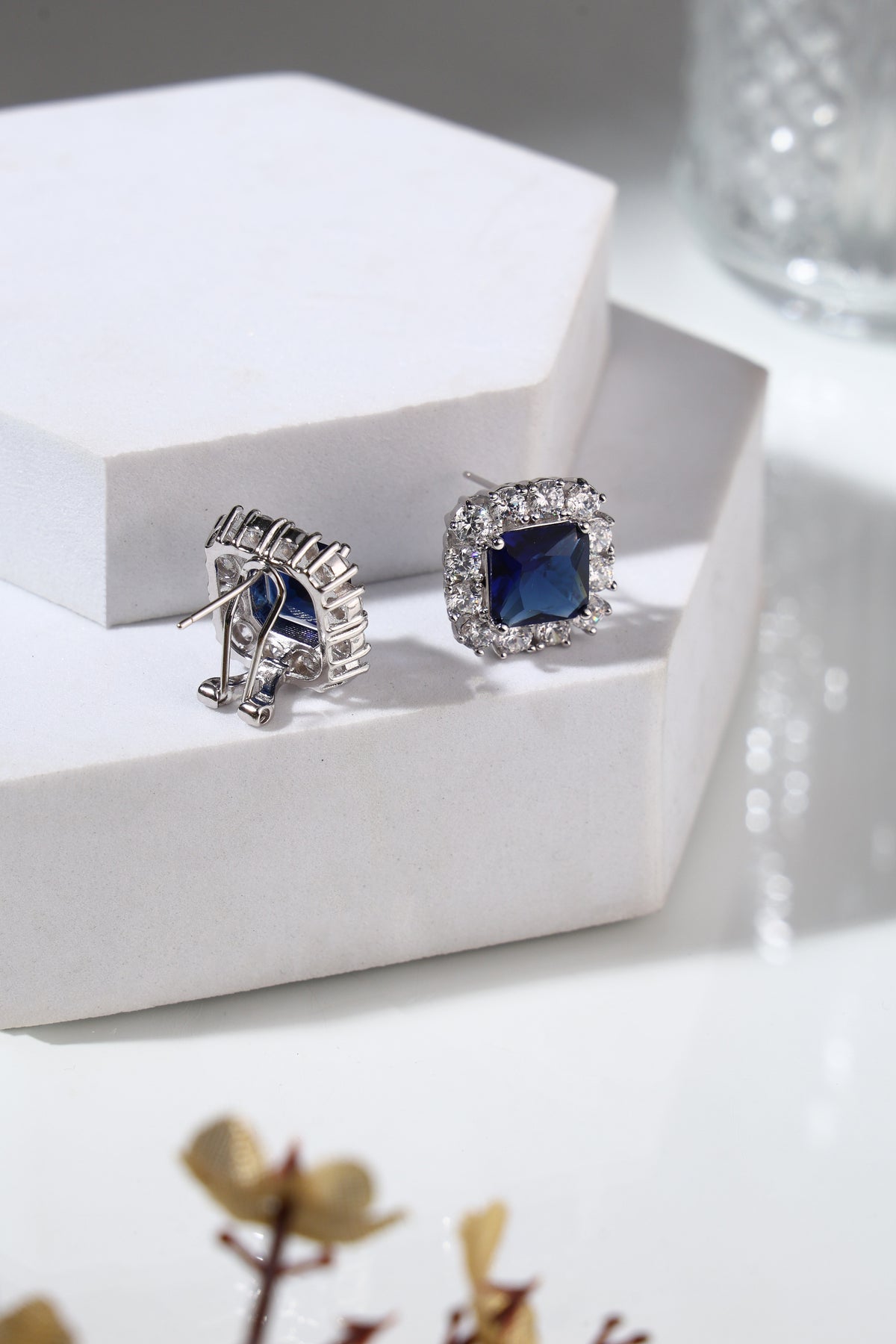 Midnight Sapphire Crystal Stud Earrings