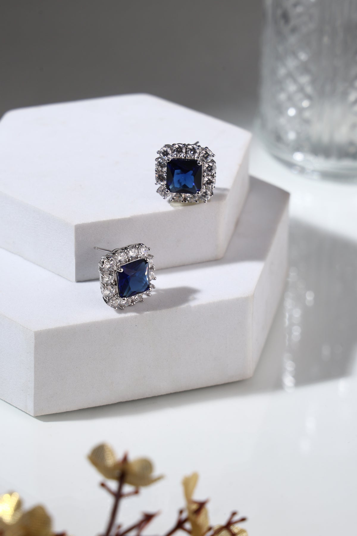 Midnight Sapphire Crystal Stud Earrings