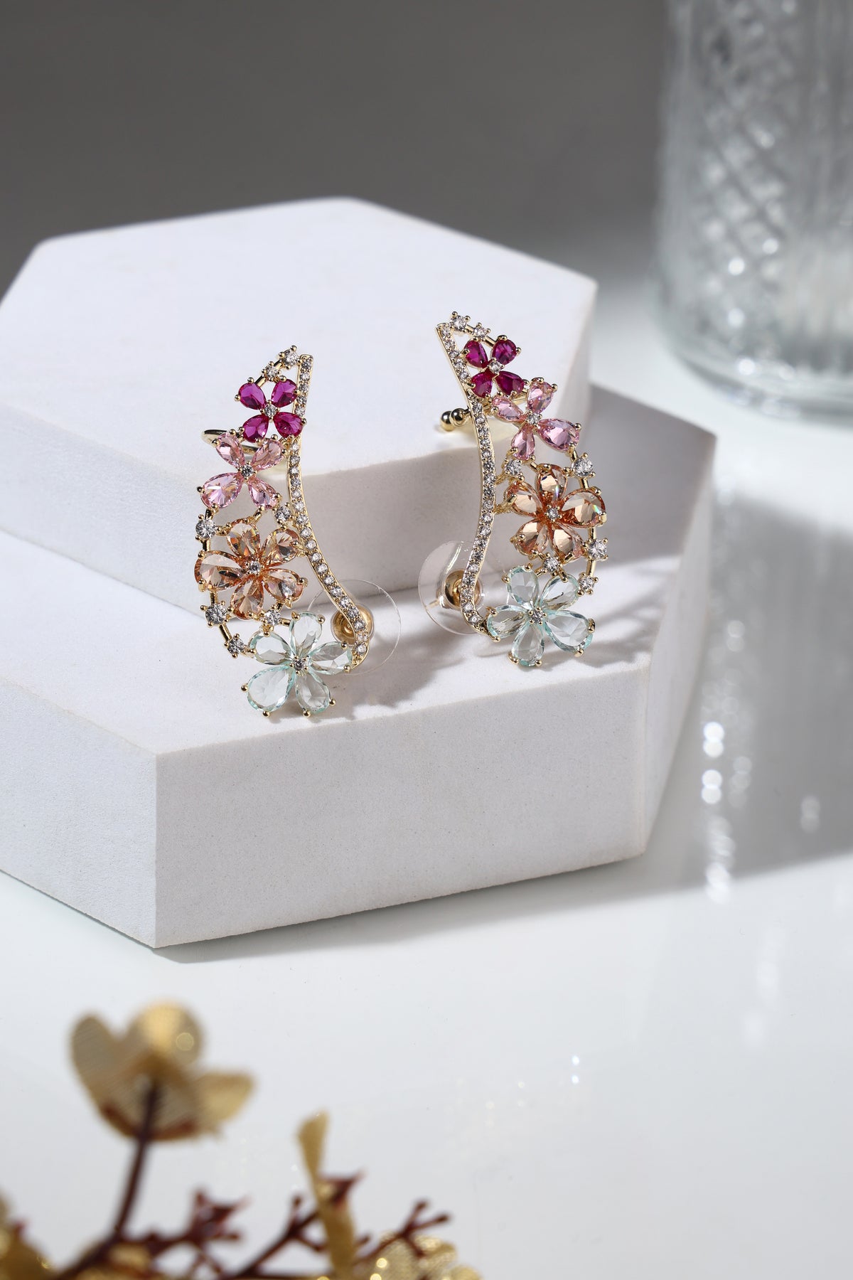 Rosabelle Pastel Blossom Ear Climbers