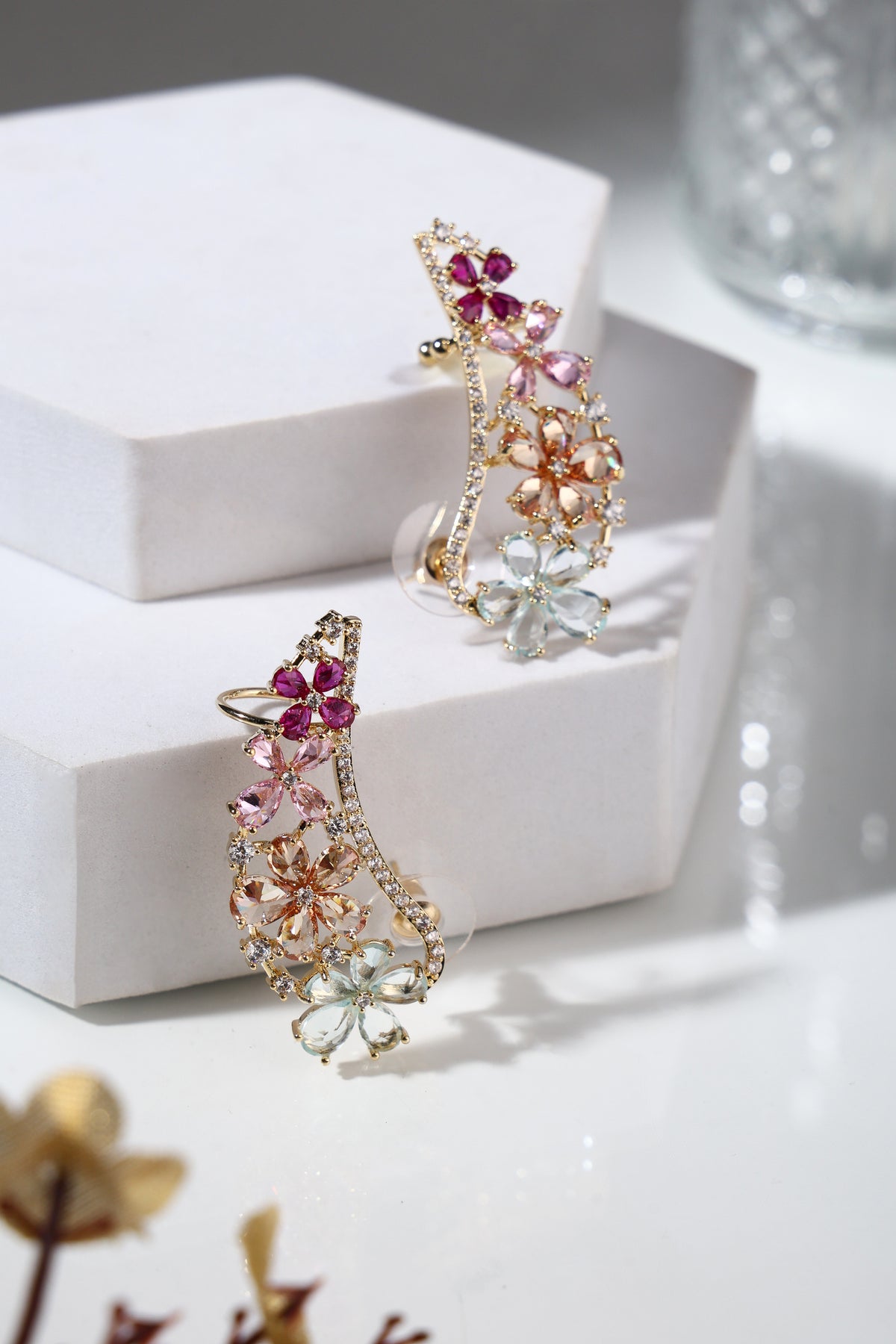 Rosabelle Pastel Blossom Ear Climbers