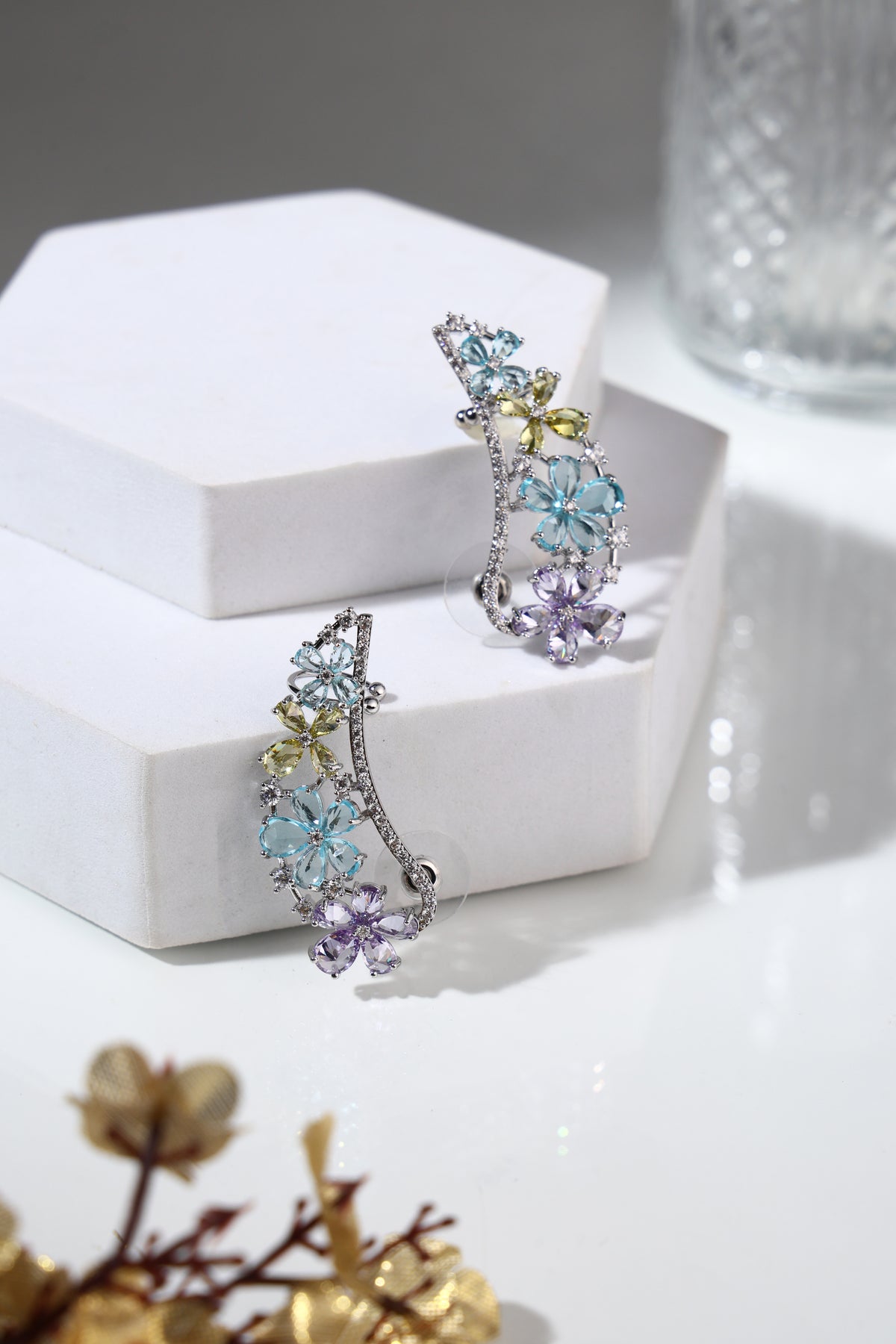 Iris Pastel Floral Ear Crawlers