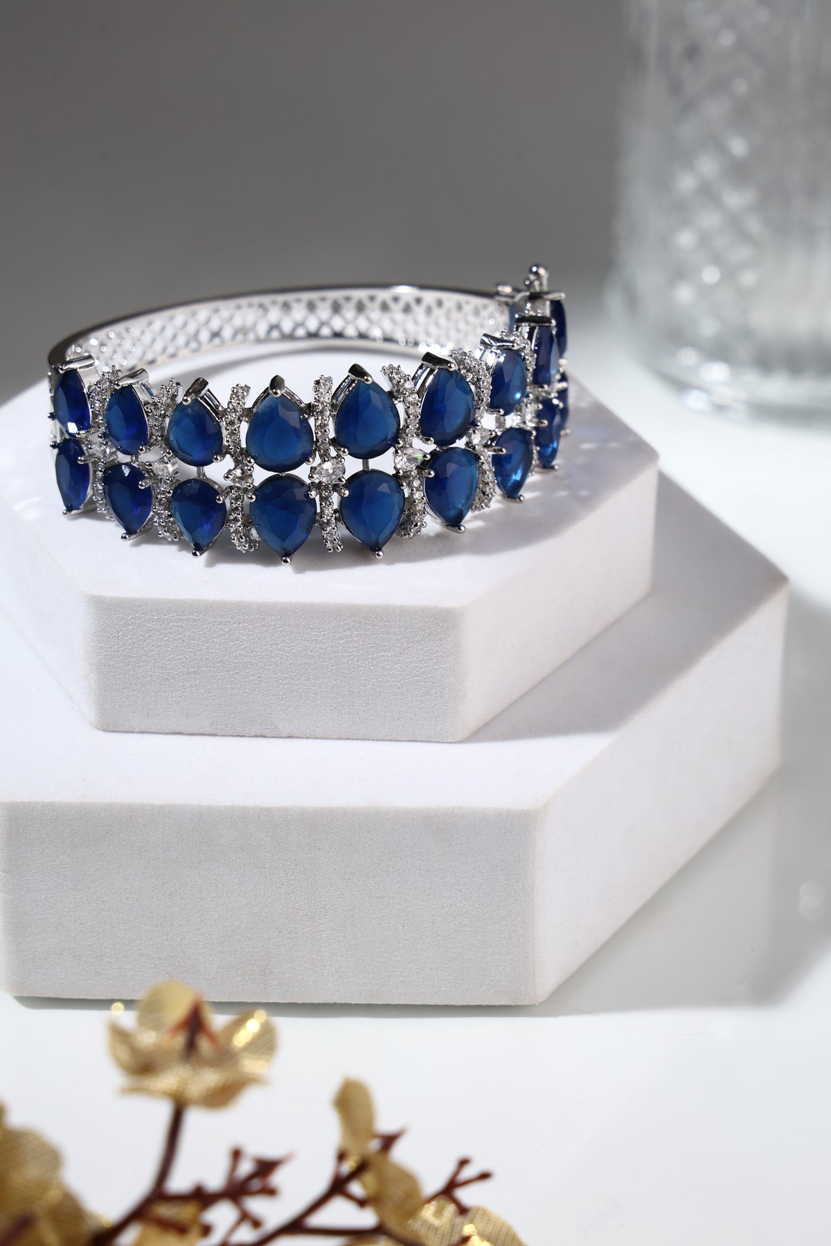 Sapphire Blue Crystal Cuff Bracelet