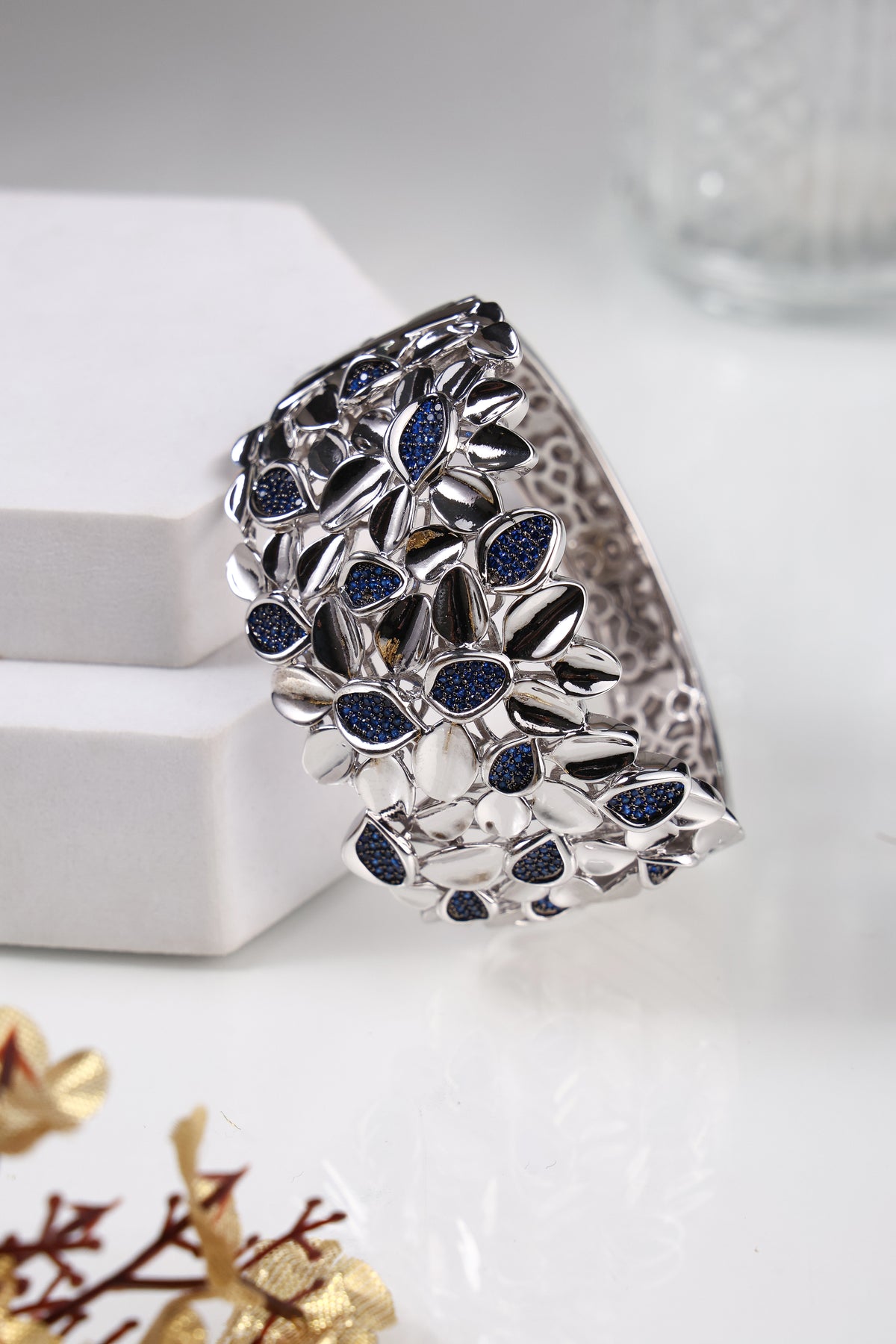 Sapphire Bloom Crystal Bracelet