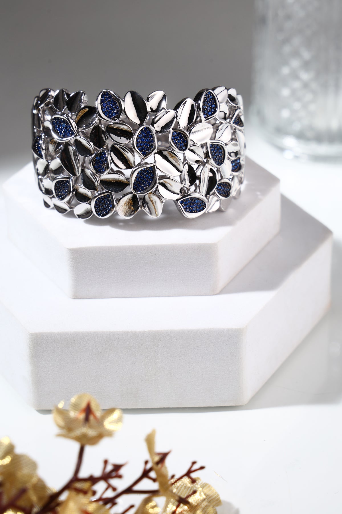 Sapphire Bloom Crystal Bracelet