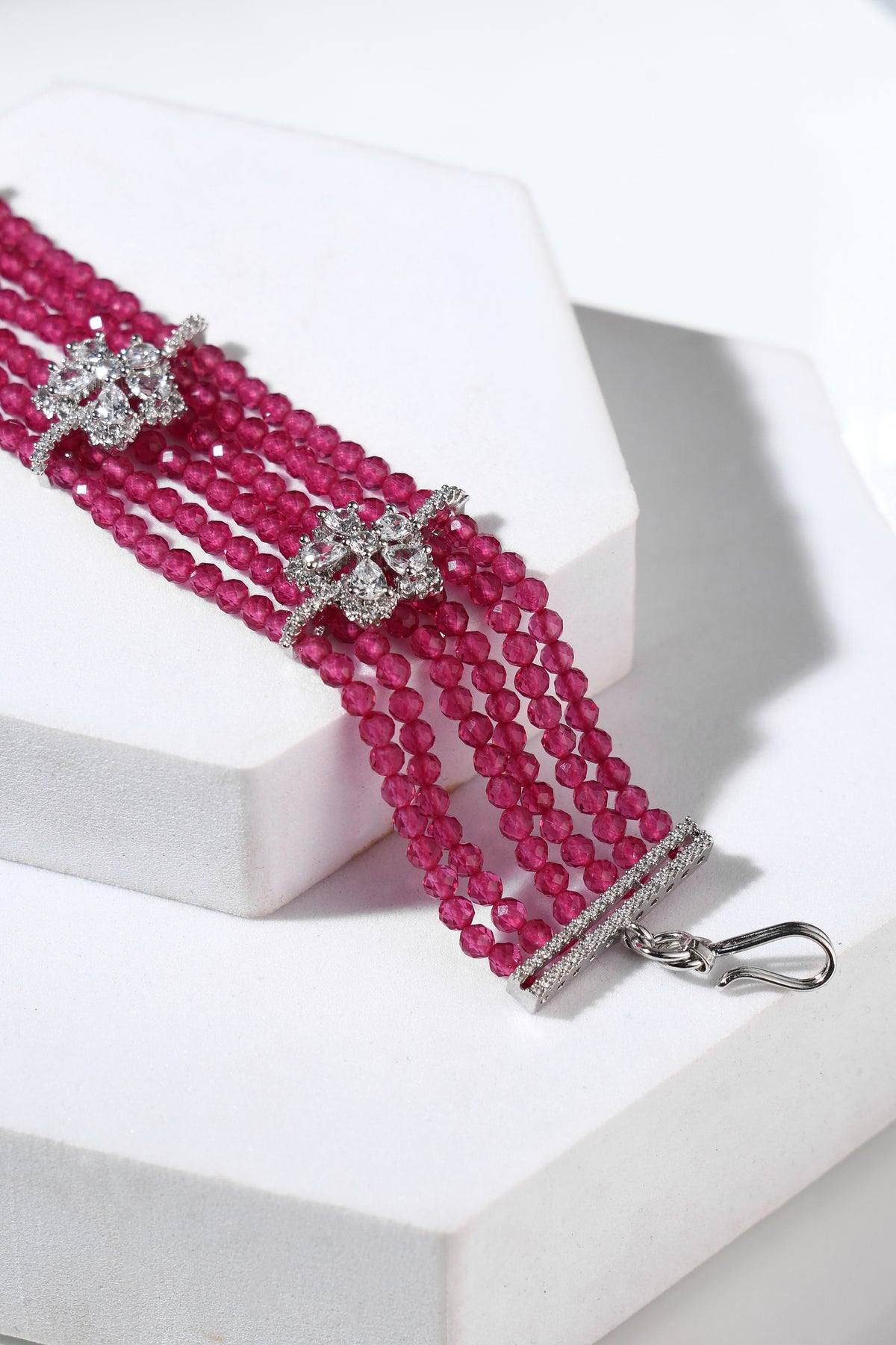 Rosabella Pink Crystal Cascade Bracelet