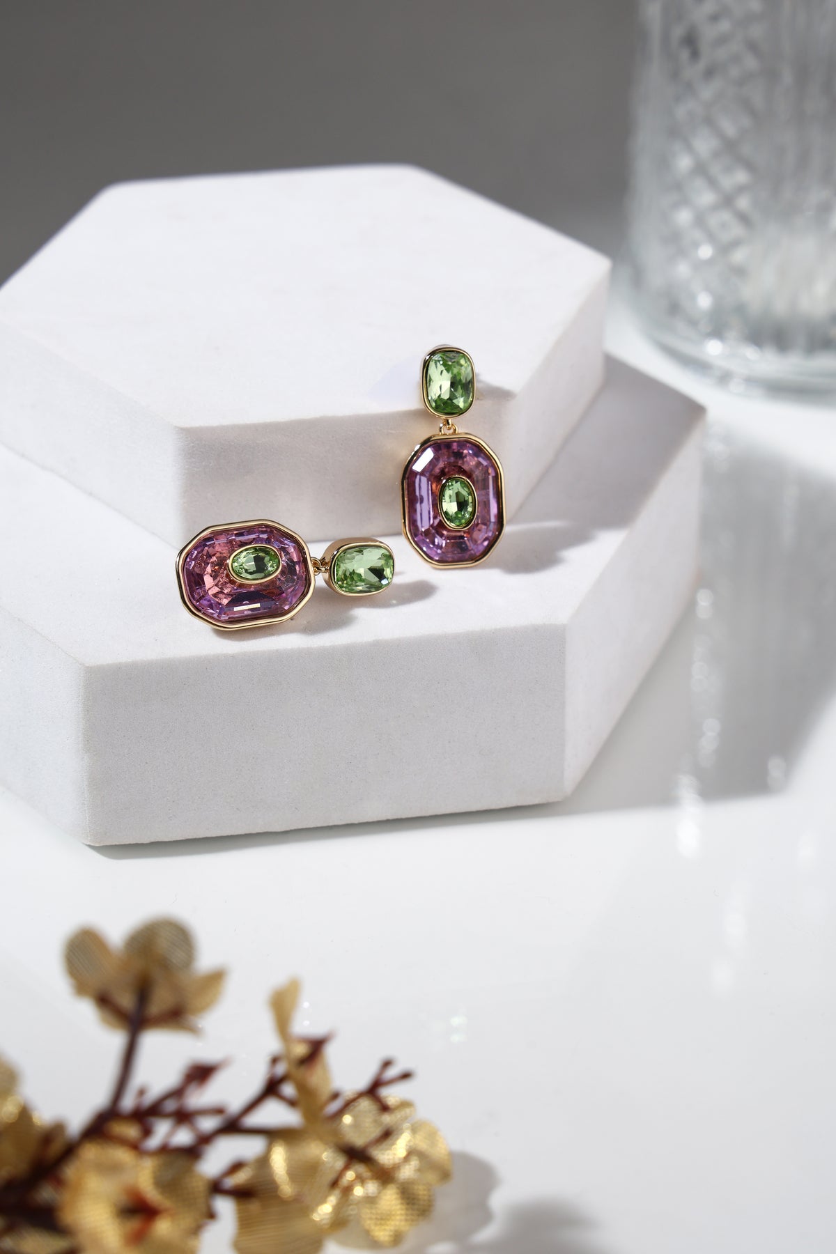 Celestine Emerald & Amethyst Earrings