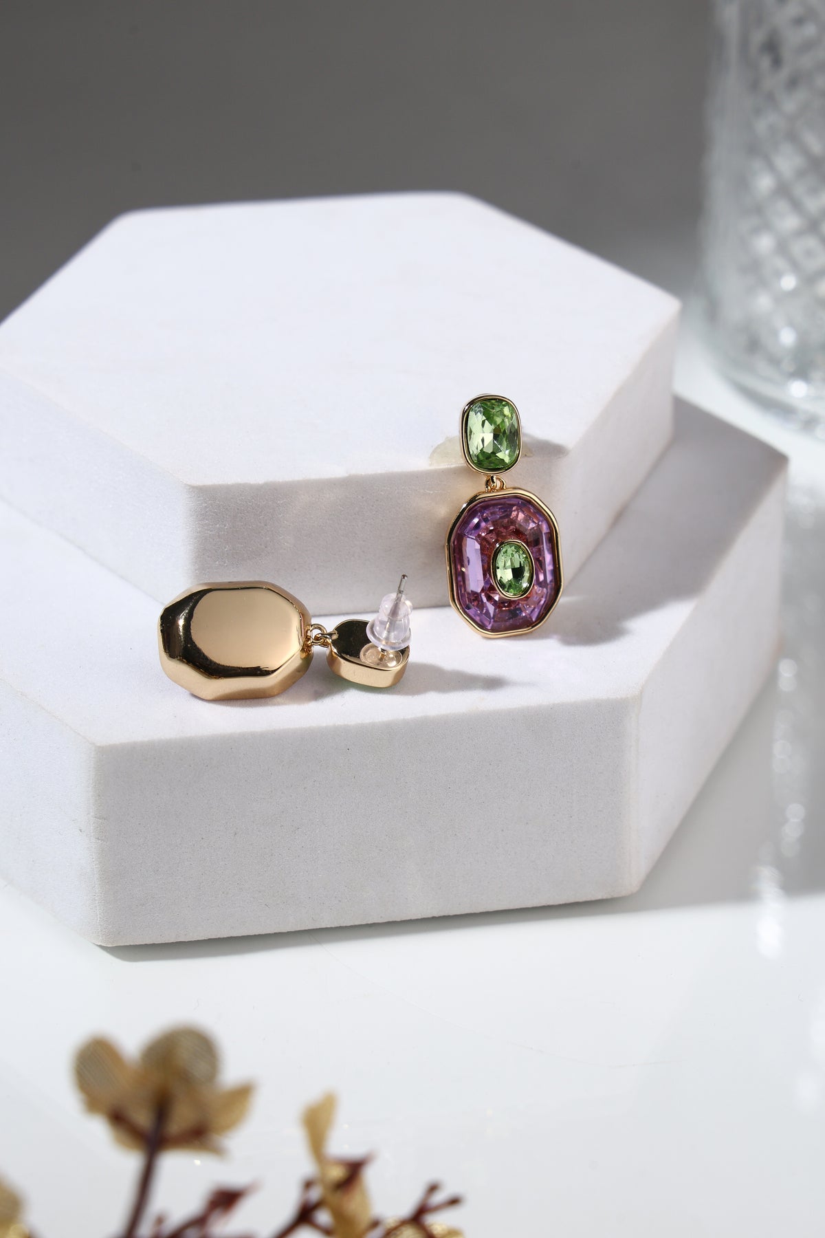 Celestine Emerald & Amethyst Earrings