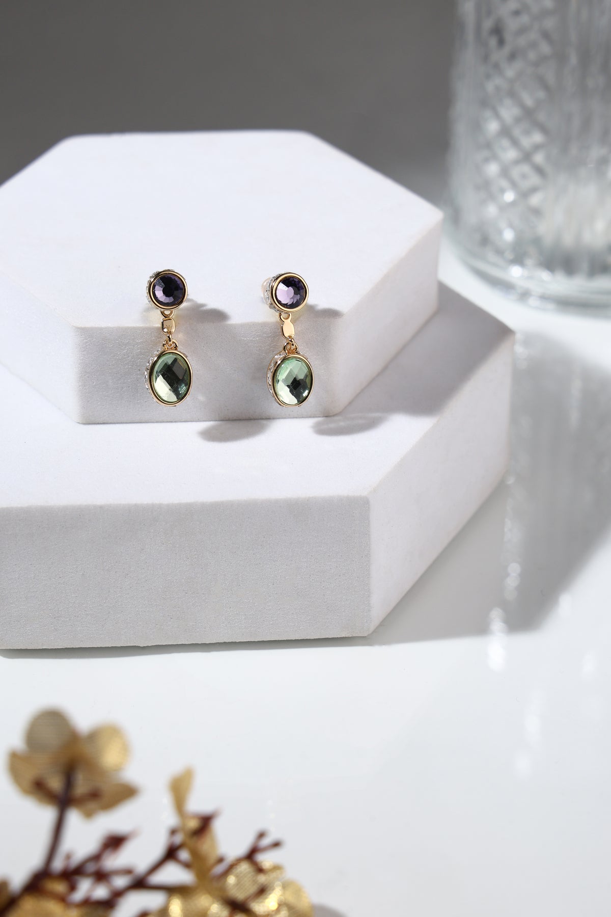 Elara Emerald & Onyx Drop Earrings