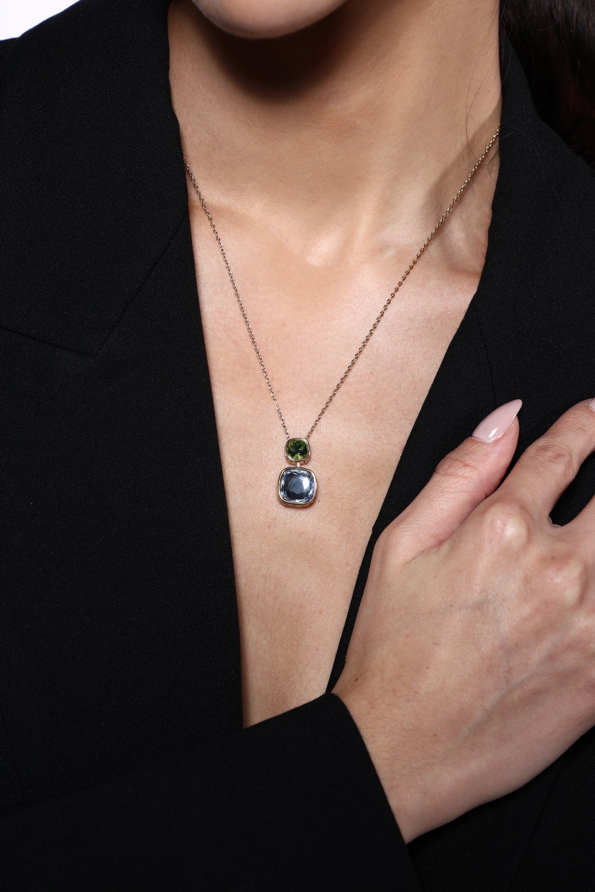 Serena Dual-Tone Gemstone Pendant Necklace