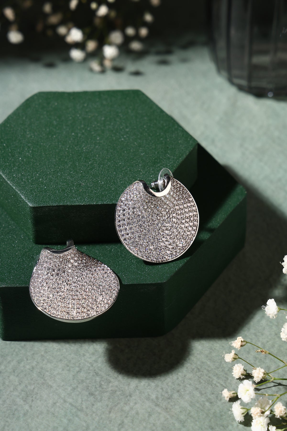 Celeste Silver Curved Statement Earrings
