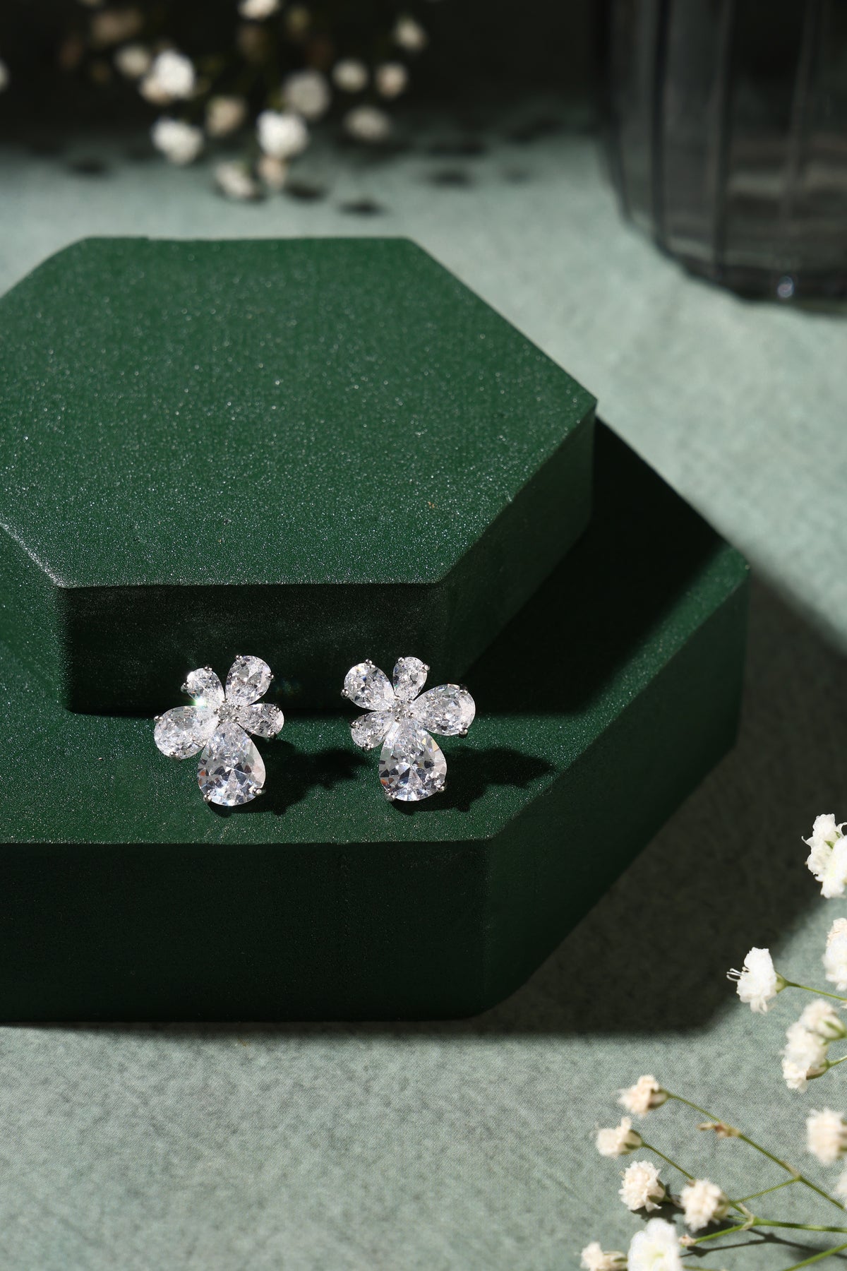 Celestia Floral Crystal Stud Earrings