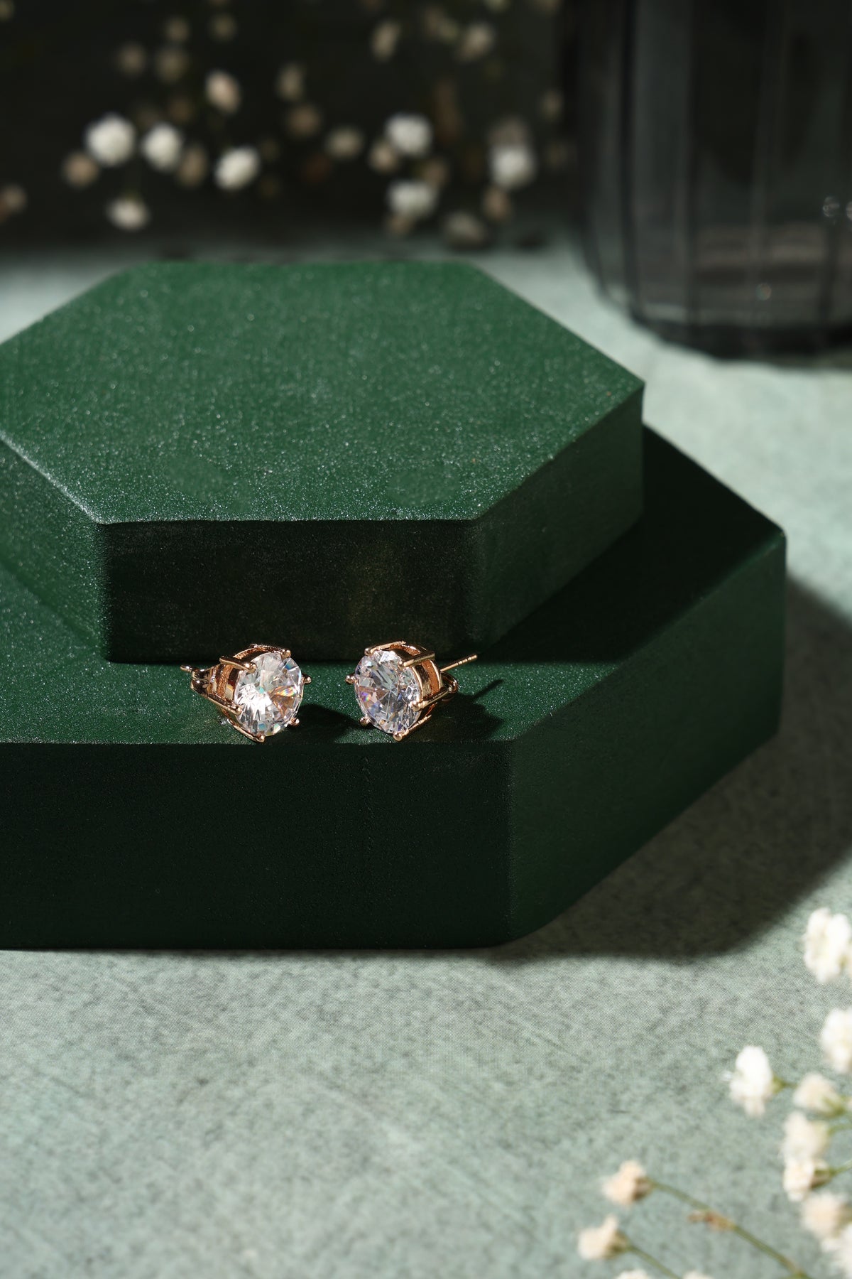 Celestia Solitaire Crystal Stud Earrings