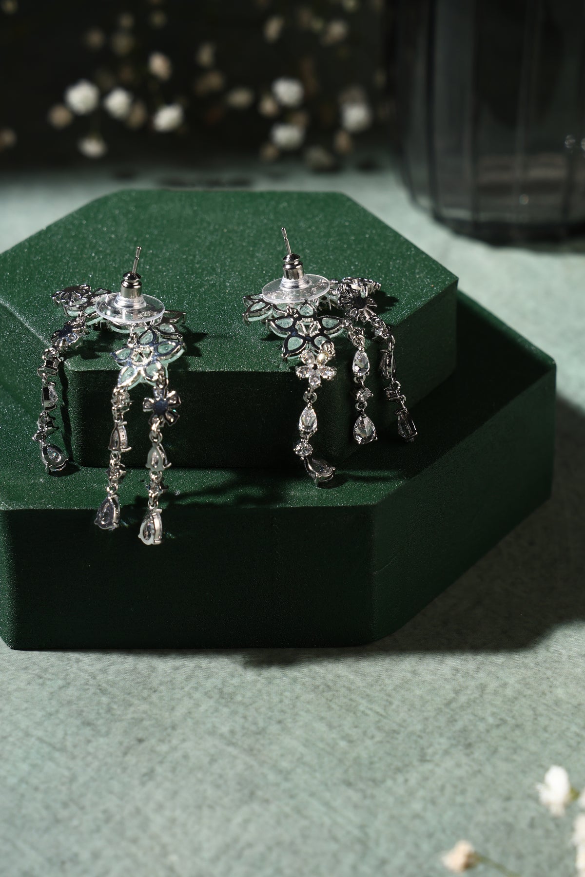 Sylvie Mint Floral Waterfall Ear Crawlers