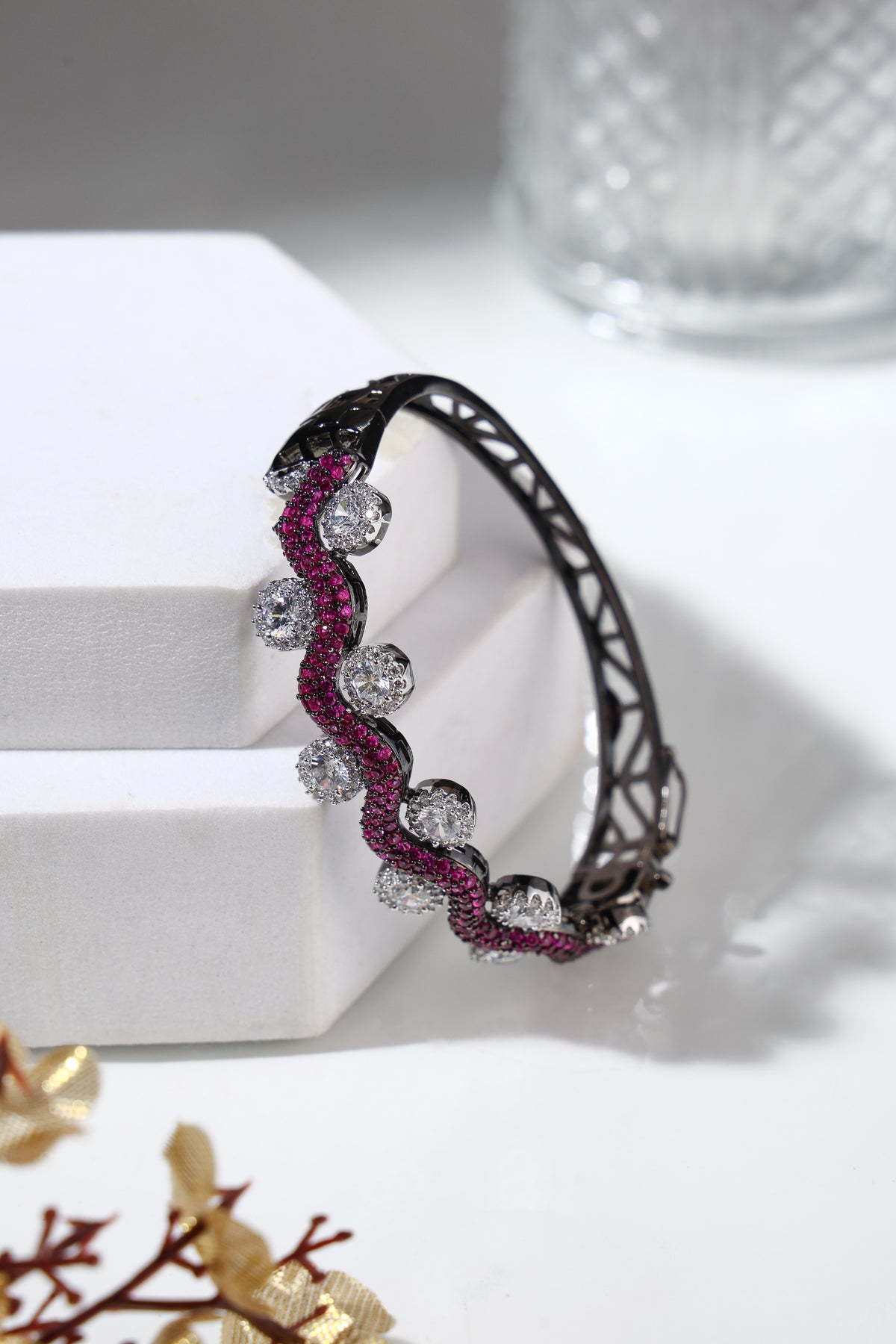 Ruby Radiance Crystal Bangle